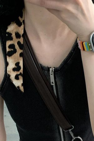 Leopard Print Long Silk Scarf - Retro Spicy Girl Style Hair Tie Belt Accessory - Korean Ins Fashion for Women
