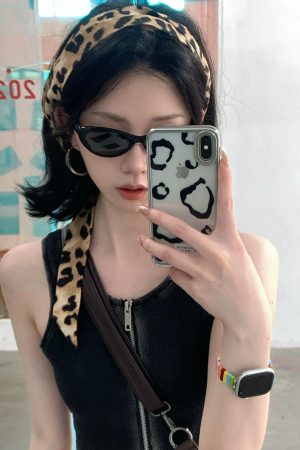 Leopard Print Long Silk Scarf - Retro Spicy Girl Style Hair Tie Belt Accessory - Korean Ins Fashion for Women