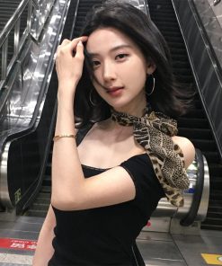 Leopard Print Long Silk Scarf for Women - Spicy Girl Summer Neck Accessory, Versatile Retro Fashion Statement