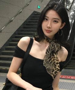 Leopard Print Long Silk Scarf for Women - Spicy Girl Summer Neck Accessory, Versatile Retro Fashion Statement