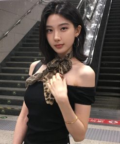 Leopard Print Long Silk Scarf for Women - Spicy Girl Summer Neck Accessory, Versatile Retro Fashion Statement