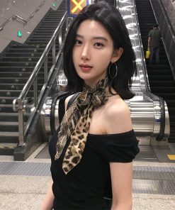 Leopard Print Long Silk Scarf for Women - Spicy Girl Summer Neck Accessory, Versatile Retro Fashion Statement