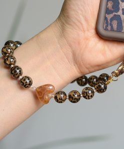 Leopard Print Phone Chain Pendant Lanyard Wrist Strap for Women - Stylish Mobile Phone Accessory & Creative Jewelry Charm