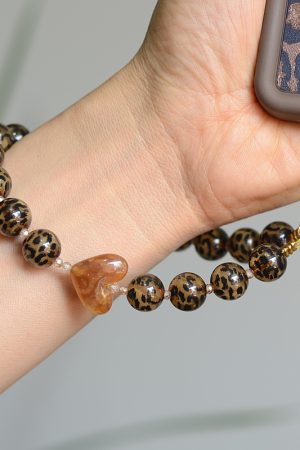Leopard Print Phone Chain Pendant Lanyard Wrist Strap for Women - Stylish Mobile Phone Accessory & Creative Jewelry Charm
