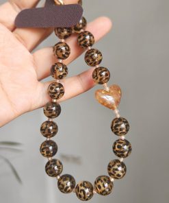 Leopard Print Phone Chain Pendant Lanyard Wrist Strap for Women - Stylish Mobile Phone Accessory & Creative Jewelry Charm