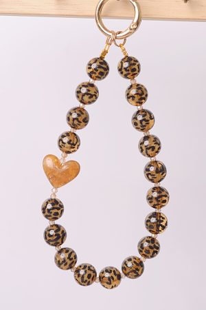 Leopard Print Phone Chain Pendant Lanyard Wrist Strap for Women - Stylish Mobile Phone Accessory & Creative Jewelry Charm