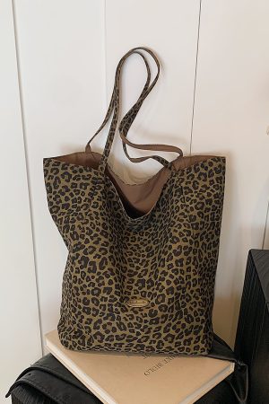 Leopard Print Shoulder Bag, Retro High-End Underarm Tote, Large Capacity Stylish Handbag for Women, Autumn 2025 Fashion