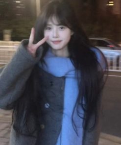 Light Blue Faux Cashmere Scarf - Warm Thickened Cold-Resistant Shawl, Versatile Solid Color Neck Gaiter for Winter Style