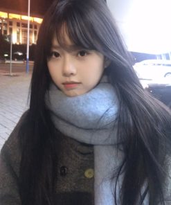 Light Blue Faux Cashmere Scarf - Warm Thickened Cold-Resistant Shawl, Versatile Solid Color Neck Gaiter for Winter Style