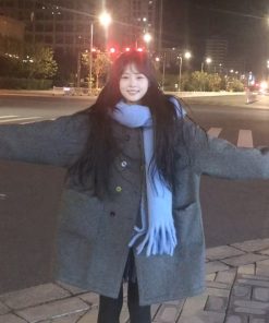 Light Blue Faux Cashmere Scarf - Warm Thickened Cold-Resistant Shawl, Versatile Solid Color Neck Gaiter for Winter Style