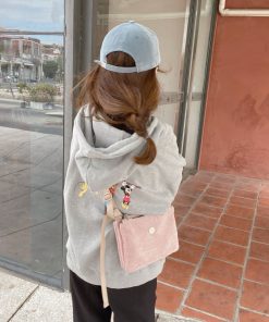 Light Blue Korean Style Corduroy Baseball Cap with Small Logo - Trendy Fit for Everyday Wear