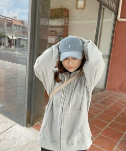 Light Blue Korean Style Corduroy Baseball Cap with Small Logo - Trendy Fit for Everyday Wear