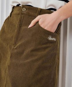 Light Blue Socks Outfit, Baggy Jeans For Women - Dark Academia Corduroy Mini Skirt