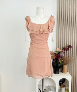 Light Luxury Chiffon Ruffled Sleeveless Dress - Waist-Defined Short Skirt for Vacation Style - Trendy Women's Summer Fashion