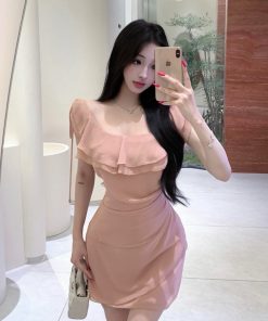 Light Luxury Chiffon Ruffled Sleeveless Dress - Waist-Defined Short Skirt for Vacation Style - Trendy Women's Summer Fashion