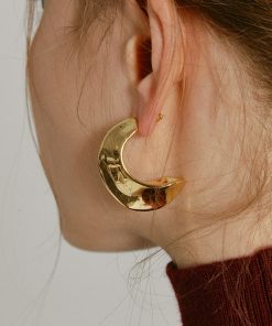Light Luxury Concave-Convex Half-Circle Shiny Earrings - Exaggerated Minimalist Women's C-Shaped Ear Hoops in European and American Style