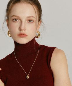 Light Luxury Concave-Convex Half-Circle Shiny Earrings - Exaggerated Minimalist Women's C-Shaped Ear Hoops in European and American Style