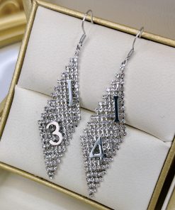 Light Luxury Crystal Diamond-Shaped Earrings with Zircon â€“ Versatile High-End Ethnic Style Ear Hooks for Fashionable Looks