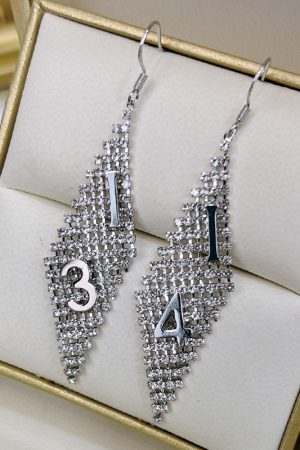 Light Luxury Crystal Diamond-Shaped Earrings with Zircon â€“ Versatile High-End Ethnic Style Ear Hooks for Fashionable Looks