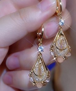 Light Luxury Diamond-Studded Mesh Water Drop Earrings - Versatile Elegant Niche Fashion Accessories for 2025
