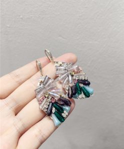 Light Luxury High-End Elegant Irregular Leaf Earrings with Artificial Crystal - Trendy Statement Jewelry Accessories