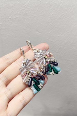 Light Luxury High-End Elegant Irregular Leaf Earrings with Artificial Crystal - Trendy Statement Jewelry Accessories