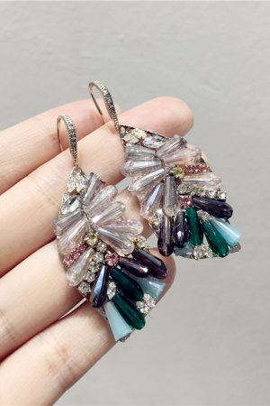 Light Luxury High-End Elegant Irregular Leaf Earrings with Artificial Crystal - Trendy Statement Jewelry Accessories