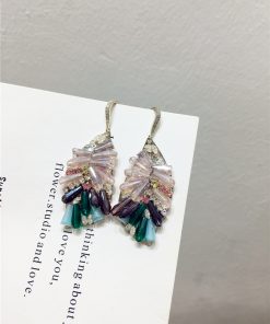 Light Luxury High-End Elegant Irregular Leaf Earrings with Artificial Crystal - Trendy Statement Jewelry Accessories