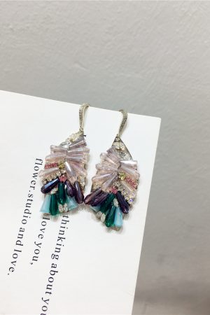 Light Luxury High-End Elegant Irregular Leaf Earrings with Artificial Crystal - Trendy Statement Jewelry Accessories