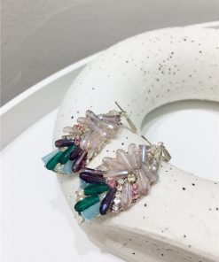 Light Luxury High-End Elegant Irregular Leaf Earrings with Artificial Crystal - Trendy Statement Jewelry Accessories