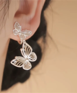 Light Luxury Hollow Butterfly Earrings for Women - Versatile Skin-Tone Enhancing Studs, Niche High-End Fashion Jewelry