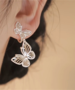 Light Luxury Hollow Butterfly Earrings for Women - Versatile Skin-Tone Enhancing Studs, Niche High-End Fashion Jewelry