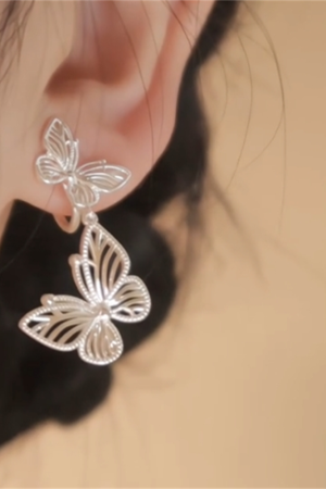 Light Luxury Hollow Butterfly Earrings for Women - Versatile Skin-Tone Enhancing Studs, Niche High-End Fashion Jewelry