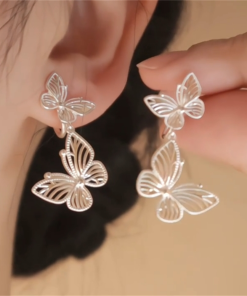 Light Luxury Hollow Butterfly Earrings for Women - Versatile Skin-Tone Enhancing Studs, Niche High-End Fashion Jewelry