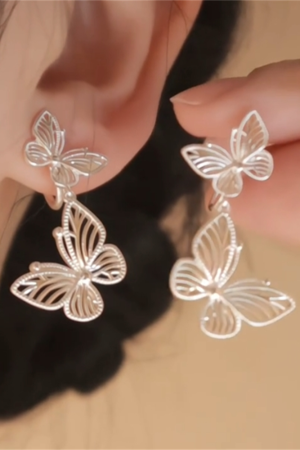 Light Luxury Hollow Butterfly Earrings for Women - Versatile Skin-Tone Enhancing Studs, Niche High-End Fashion Jewelry