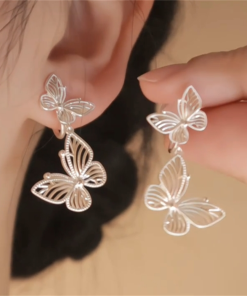 Light Luxury Hollow Butterfly Earrings for Women - Versatile Skin-Tone Enhancing Studs, Niche High-End Fashion Jewelry