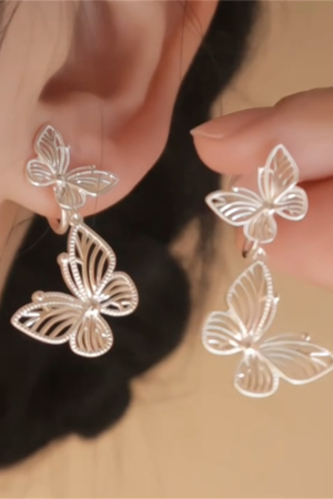 Light Luxury Hollow Butterfly Earrings for Women - Versatile Skin-Tone Enhancing Studs, Niche High-End Fashion Jewelry