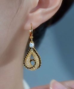 Light Luxury Mesh Water Droplet Hollow Drop Earrings - Elegant French-Inspired Design, Versatile High-End Ear Accessories