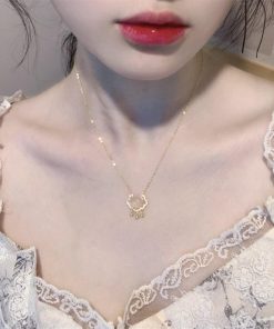 Light Luxury Peace Lock Pendant Necklace for Women - Trendy Collarbone Chain Accessory, 2025 Fashion Statement