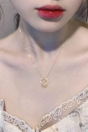 Light Luxury Peace Lock Pendant Necklace for Women - Trendy Collarbone Chain Accessory, 2025 Fashion Statement