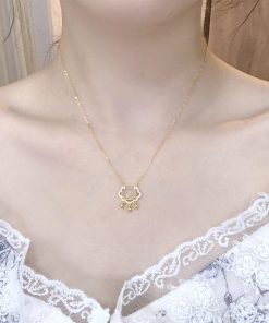 Light Luxury Peace Lock Pendant Necklace for Women - Trendy Collarbone Chain Accessory, 2025 Fashion Statement