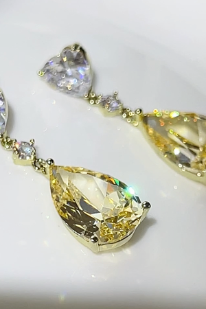 Light Luxury Shimmering Water Drop Yellow Crystal Zircon Earrings in 925 Silver - Versatile Jewelry for Elegant Occasions