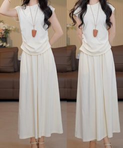 Light Luxury Summer French Minimalist High-Quality Top and Skirt Set - Sweet Gentle Style for 2025