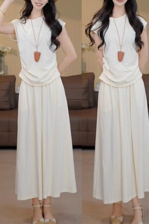 Light Luxury Summer French Minimalist High-Quality Top and Skirt Set - Sweet Gentle Style for 2025