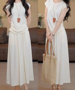 Light Luxury Summer French Minimalist High-Quality Top and Skirt Set - Sweet Gentle Style for 2025