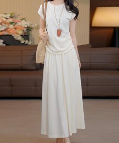 Light Luxury Summer Minimalist French Style High-Quality Top and Skirt Set - Sweet Gentle Fashion for 2025