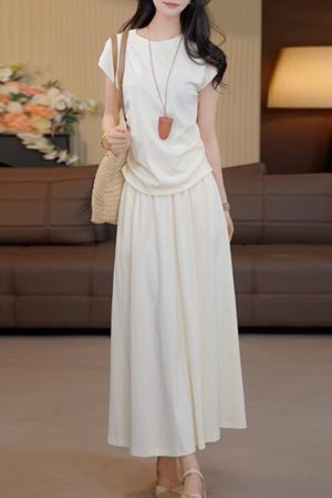 Light Luxury Summer Minimalist French Style High-Quality Top and Skirt Set - Sweet Gentle Fashion for 2025