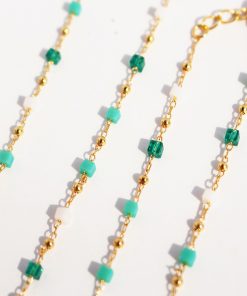 Light Mint Green Crystal Bead Gold-Plated Clavicle Necklace - French Style Natural Elegant Jewelry