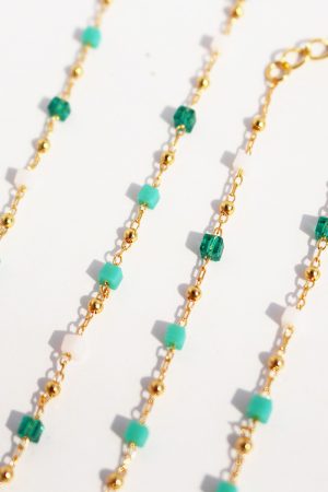 Light Mint Green Crystal Bead Gold-Plated Clavicle Necklace - French Style Natural Elegant Jewelry