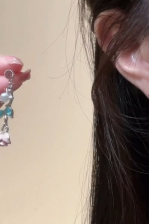 Light Pink Rose Flower Tassel Stud Earrings for Women, Summer Niche Design, Sweet Floral Ear Accessories